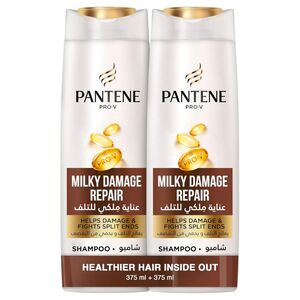 Pantene Pro-V Milky Damage Repair Shampoo, 375 Ml Pack Of 2