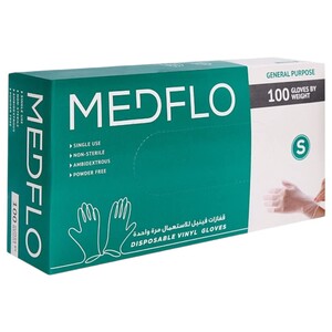 Medflo Vinyl Gloves Powder Free Small 100 Pieces