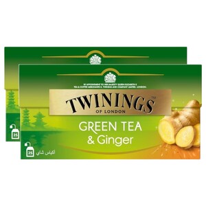 Twinings Green Tea & Ginger 25 Bags X2