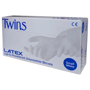 Twins Latex Disposable Gloves White Small 100 Pieces