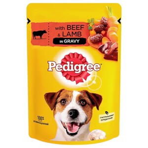Pedigree Dog Food Pouch Adult Beef & Lamb In Gravy 100G