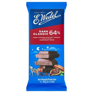 E.Wedel Classic Dark Chocolate Tablet 64% Cocoa 90G