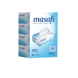 Masafi Soft White Facial Tissue 200 Ply Sheets X4