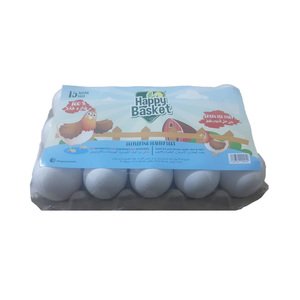 Happy Basket Eggs White Carton 15Pcs