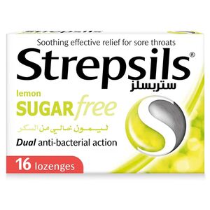 Strepsils Lemon Sugar Free, Soothing Effective Relief From Sore Throats, 16 Pcs