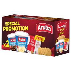 Aruba Custard Powder Original 300G + Chocolate Flavor 300G +Mastro Marie 10-10-10 Biscuits 4 Pieces Free
