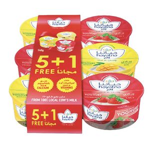 Hayatna Flavored Yoghurt Assorted 6 Pieces 140G X6