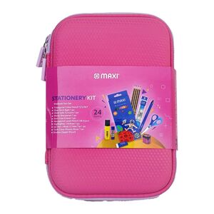 Maxi Double Zipper Pencil Case Printed Pink-Mxzpcpp-1