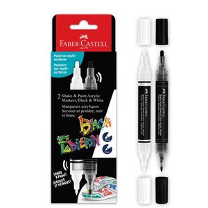 Faber Castell Black Edition Shake & Paint Acrylic Markers, Set Of 2, Black And White