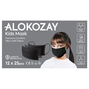 Alokozay Kids Face Mask Black 3 Ply 25 Pieces