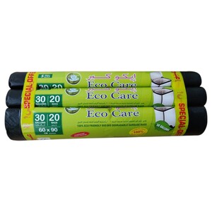 Eco Care Garbage Bags Roll Black 60 X 90Cm 20 Bags X3