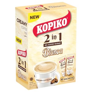 Kopiko Blanca Coffee 2 In 1 Sugar Free 24G X10