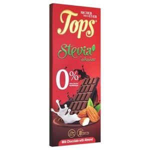 Tops Milk Chocolate With Almond Stevia Sugar Free 50G
