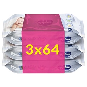 Happies Lotion Wipes 64 Sheets X3