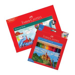 Faber-Castell Color Pencil Set, 24 Pcs + A4 Drawing Book