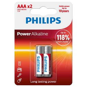 Philips Power Alkaline Battery Aaa 1.5V 2 Pieces