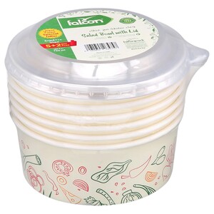 Falcon Kraft Salad Bowl With Lid 750Ml 5+2 Pieces