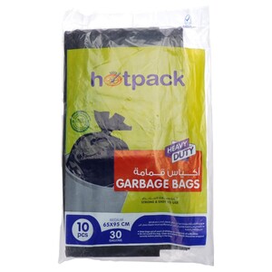 Hotpack Heavy Duty Black Garbage Bags 65Cm X 95Cm 10 Pieces