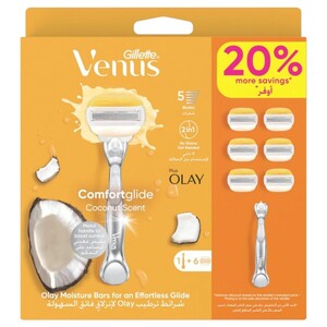 Gillette Venus Comfortglide Coconut Scent 1 Handle 6 Blades