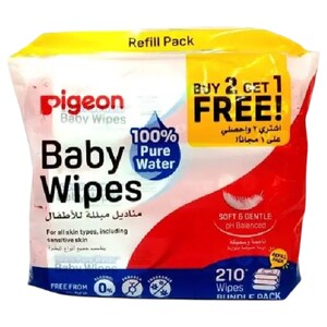 Pigeon Baby Wipes Pure Water 210 Sheets 2+1 Free