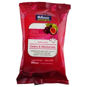 Higeen Pink Recharge Cleans & Moisturizes Wipes 15 Sheets