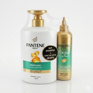 Pantene Shampoo Smooth & Silky 1L + Leave On Cream -20% Off