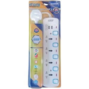 Kedbrooke 4 Way Plug Input Ext Sok W/3 Mtr Cord & Usb Port