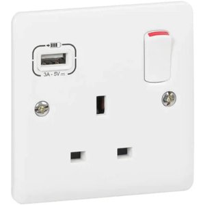 Kemco 13Amp 1 Gang Swith Socketneon With Usb