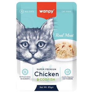 Wanpy Cat Food Fillets Chicken & Codfish 85G