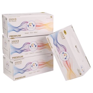 Wow Premium Ultra Soft 3 Ply Tissue Box 200 Sheets X4