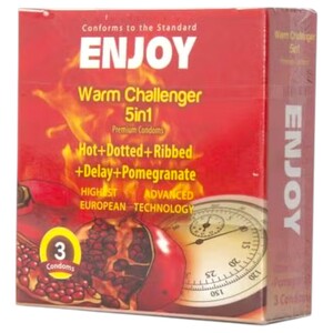 Enjoy Condoms Warm Challenger Pomegranate Premium 3 Pieces