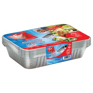 Fun Aluminium Container With Lid 800Cc 10 Pieces