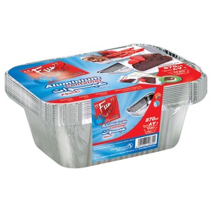 Fun Aluminium Container With Lid 870Cc 10 Pieces