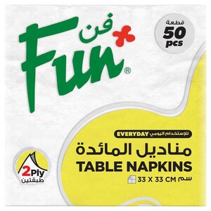 Fun Premium 2-Ply Napkin 33X33cm 50 Pieces White
