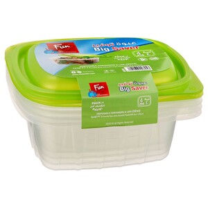 Fun Multipurpose Containers + Lid 4 Pieces