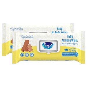 Fine Baby All Body Wipes 72 Pieces X2