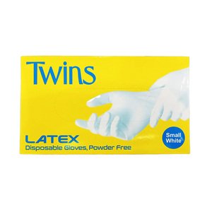 Twins Disposable Gloves Latex Small White 100Pcs