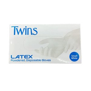 Twins Disposable Gloves Latex Small White 100Pcs