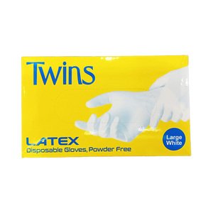 Twins Disposable Gloves Latex Large White 100Pcs