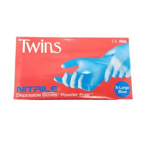 Twins Disposable Gloves Nitrile X-Large Blue 100Pcs