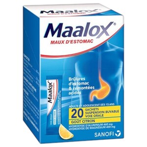 Maalox Oral Suspension Sachets Lemon 20 Pieces