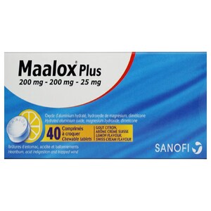 Maalox Plus Chewable Tablets Lemon 40 Pieces