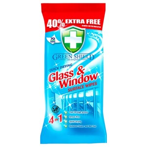 Green Shield 4-In-1 Glass & Window Surface Wipes 70 Sheets