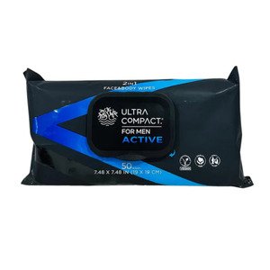 Ultra Compact For Men Active Face & Body Wipes 50 Sheets