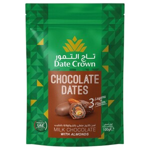 Date Crown Milk Chocolate Dates With Almonds 100G