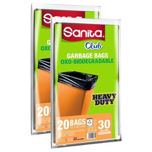 Sanita Garbage Bag Oxo-Biodegradable Medium 30 Gallons 20 Pieces X2