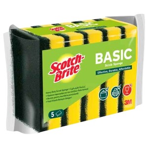 Scotch Brite 3M Basic Scrub Sponge 5 Pieces