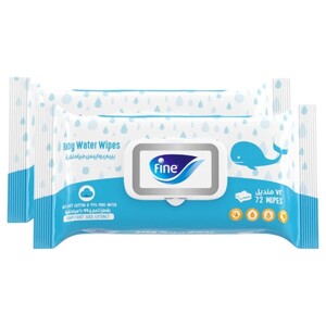 Fine Baby Water Wipes 72 Sheets 1 + 1 Free