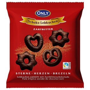Only Gingerbread With Dark Chocolate Stars Hearts Pretzels 400G