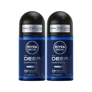 Nivea Men Antiperspirant Deep Dark Wood Scent Roll-On 50 Ml X 2 Pcs